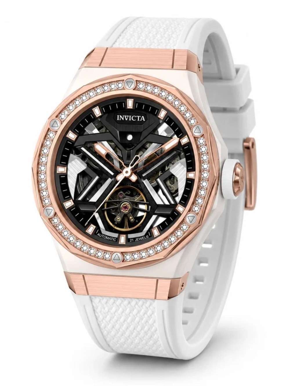 Invicta Objet D Art Diamond Automatic Men's Watch - 45mm, White with Interchange